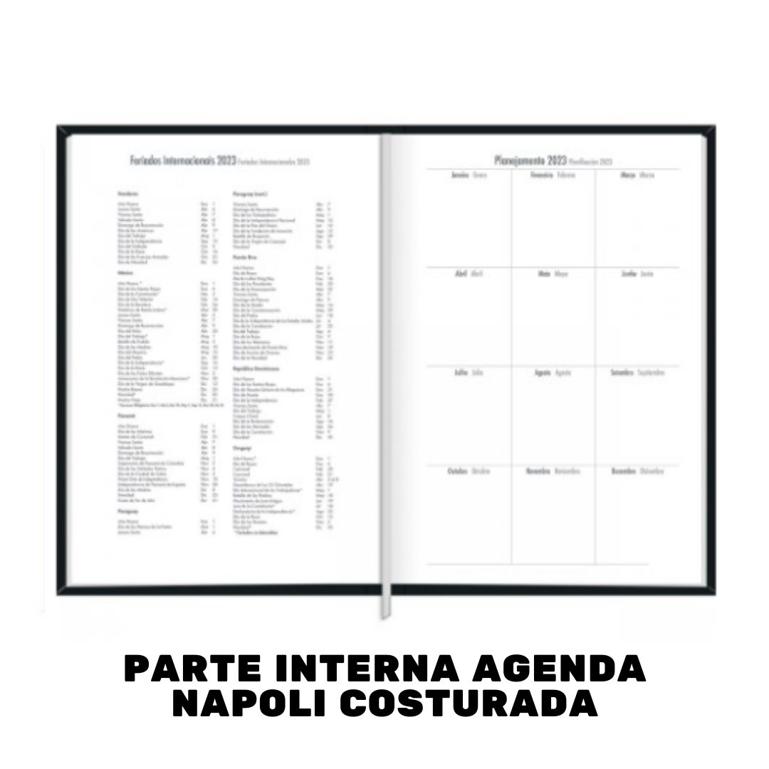 Agenda Executiva 2023 Costurada Napoli Rosa e Preta 134 x 192 mm 176 Folhas - Tilibra