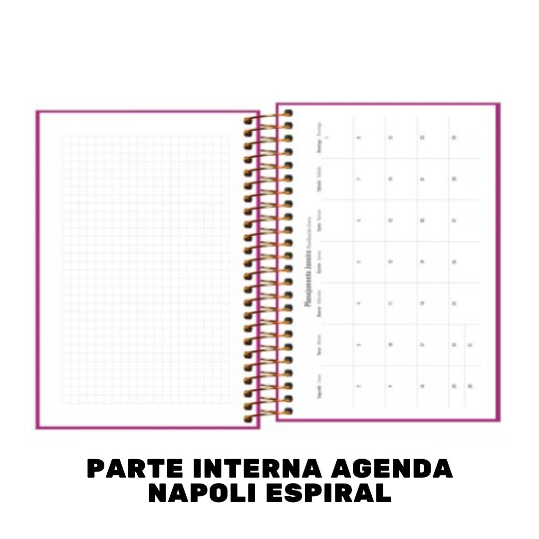 Agenda Executiva Espiral Diária Napoli 2023 Rosa e Preto 12,9 cm x 18,7 cm - Tilibra