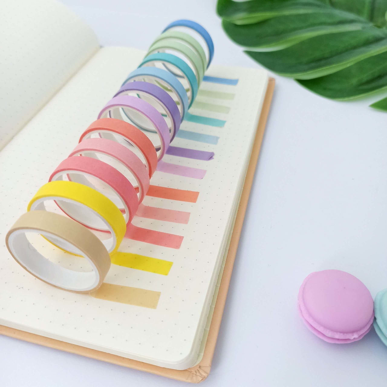 Fita Adesiva Decorada Washi Tape Tom Pastel com 12 Fitas - Importado