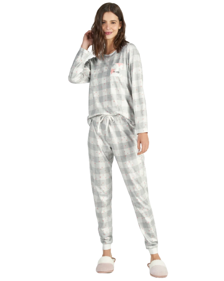 Pijama Feminino Inverno Estrelas Clean Cor Com Amor