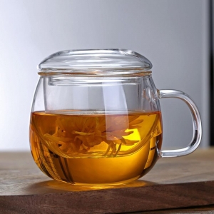 Caneca para Chá e Capuccino de Vidro com Infusor Tea&Co 450ml
