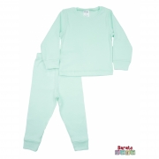 Conjunto Pijama Longo Bebê (P-M-G-GG)- Barato Bebê - Verde Agua - Liso
