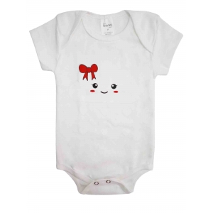 Body Bebê Manga Curta (P/M/G) - Veste de 0 a 18 Meses - Nuvem - Branco- Barato Bebê