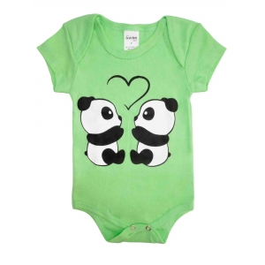 Body Bebê Manga Curta (P/M/G) - Veste de 0 a 18 Meses - Panda- Verde Menta - Barato Bebê