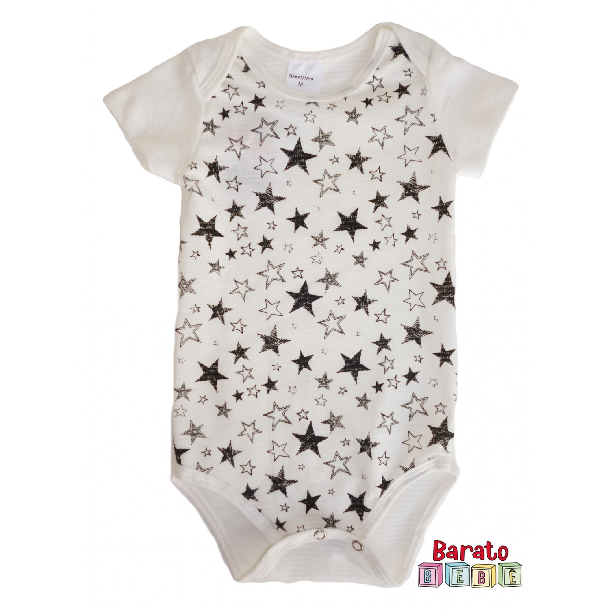 Body Bebê com Estampa de Estrelas - Off White