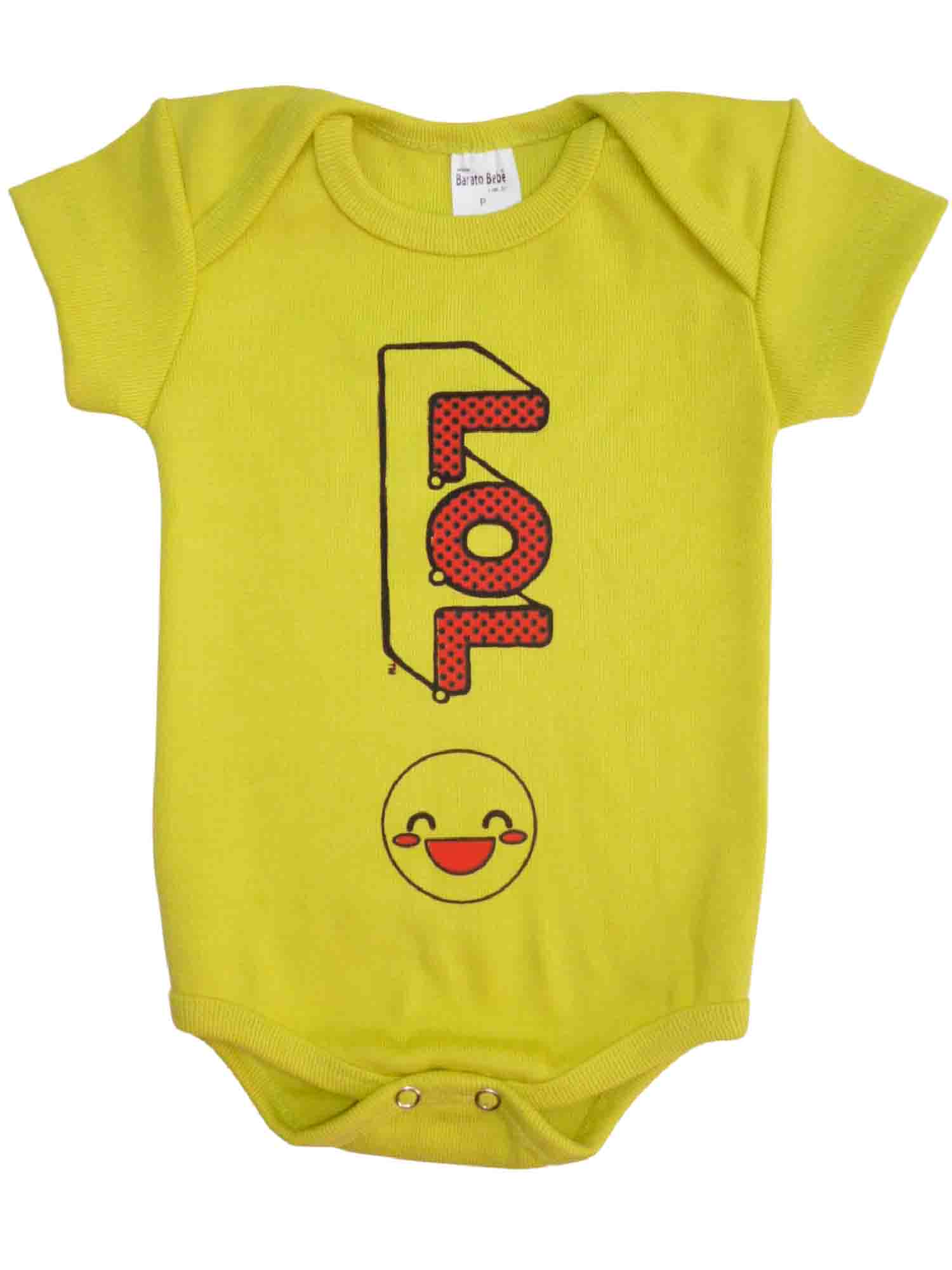 Body Bebê Manga Curta (P/M/G) - Veste de 0 a 18 Meses - LOL - fluorescente - Barato Bebê