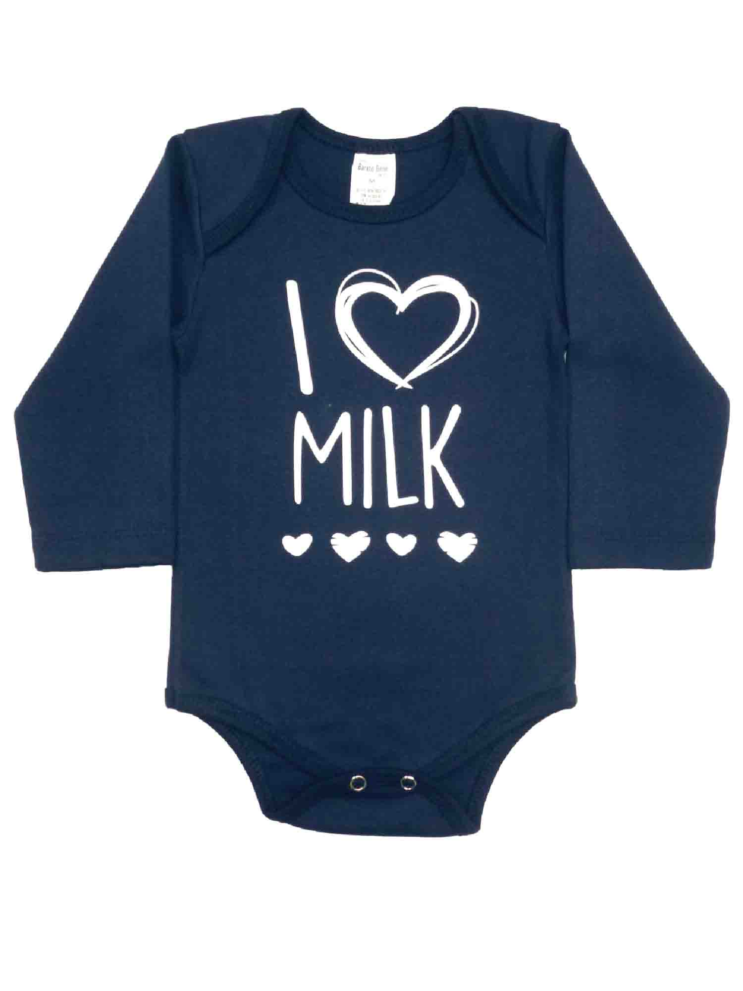Body Bebê ML (P/M/G) I Love Milk - Marinho