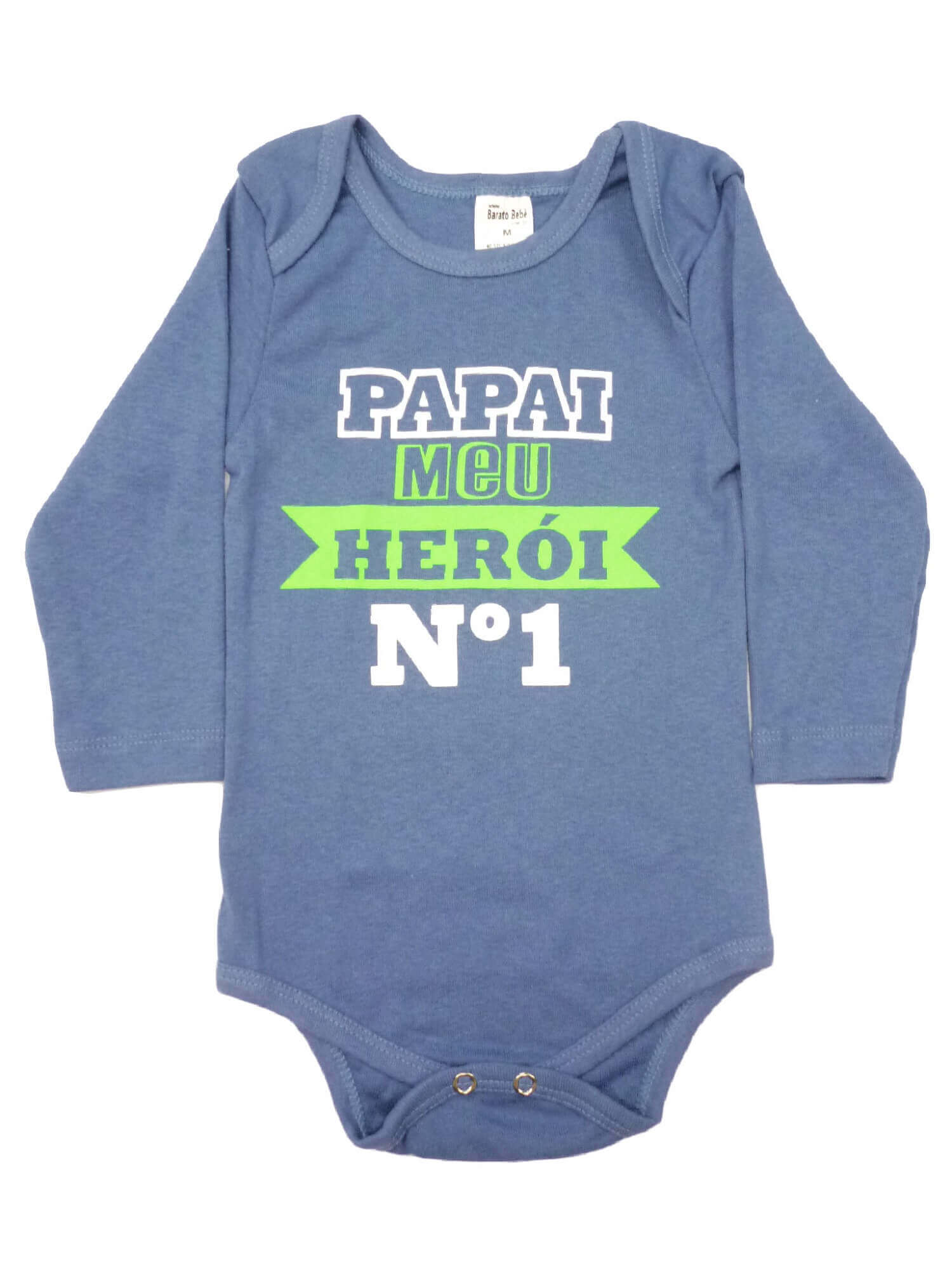 Body Bebê ML (P/M/G) -  Papai Meu Herói - Azul Royal