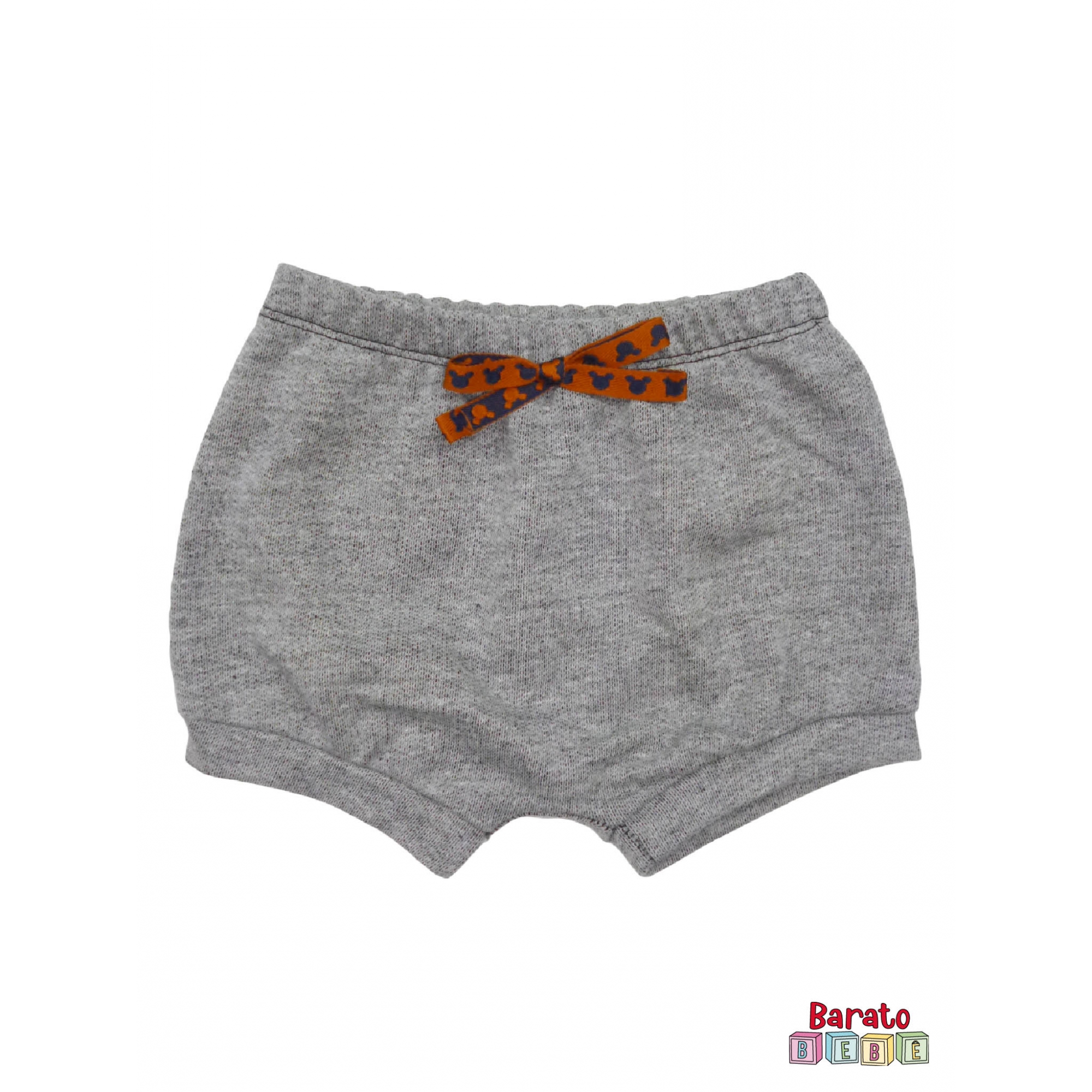 Shorts(Tapa Fralda) Bebê(P/M/G)  -  Mescla Preto C/ Laço