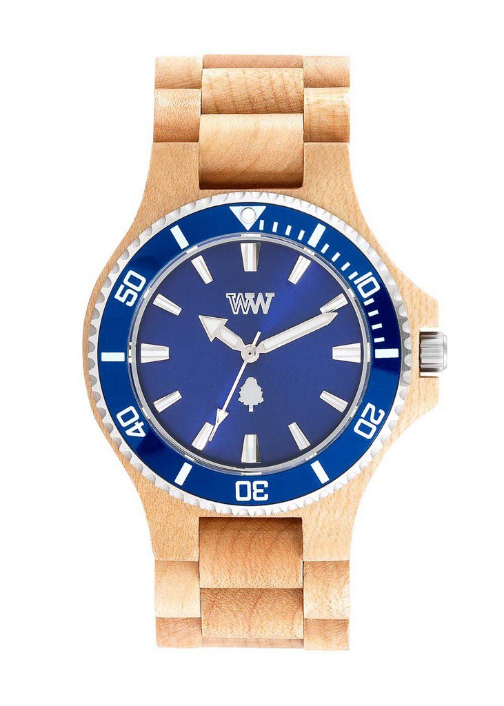 Relógio de Madeira WeWOOD Date MB Beige Blue
