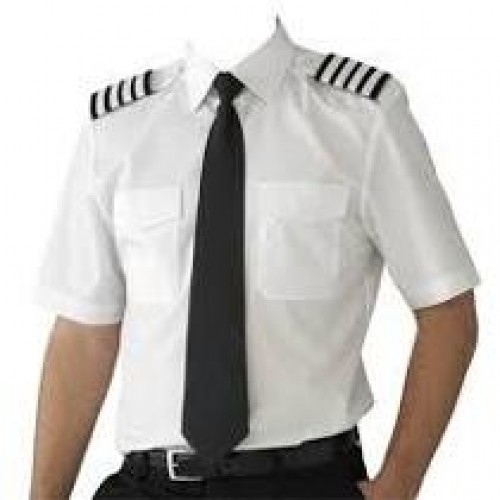 Camisa para Piloto - Curta - Colarinho Preto - Masculina