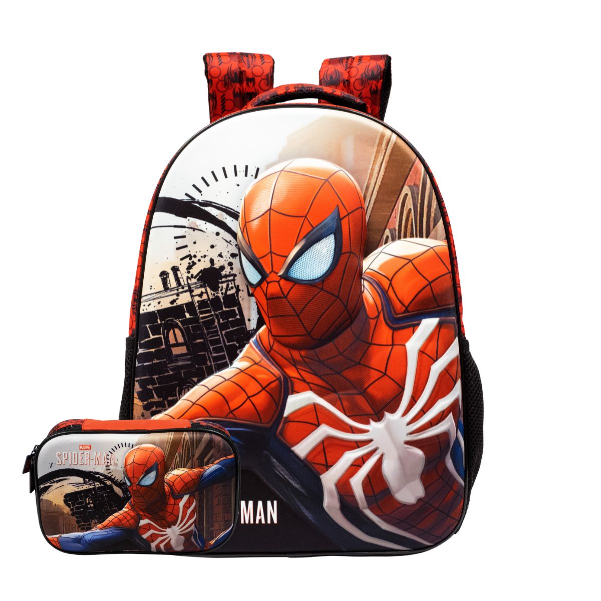 Kit Escolar Spider Man SE Infantil Mochila De Costas 10972 + Estojo Box 10976