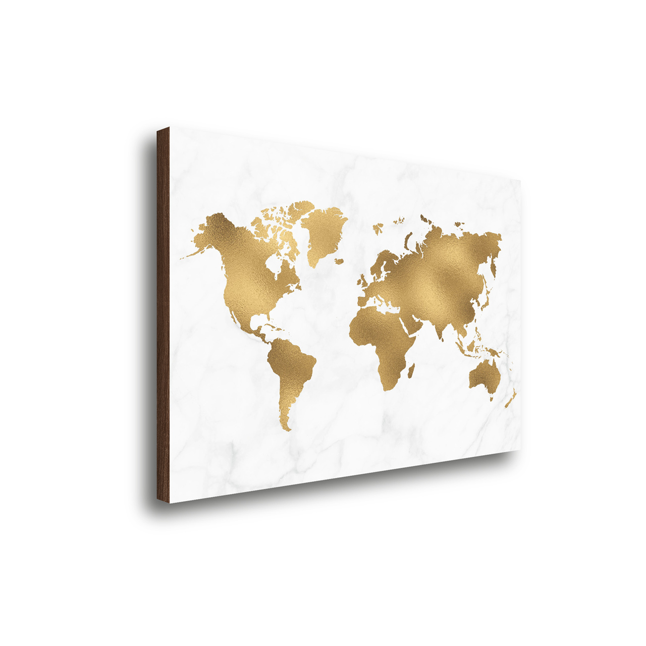 Fotografia de quadro com mapa mundi dourado