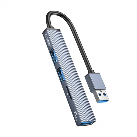Hub de Alumínio 3 Portas USB 2.0 e 3.0 + TF - AH-A12F