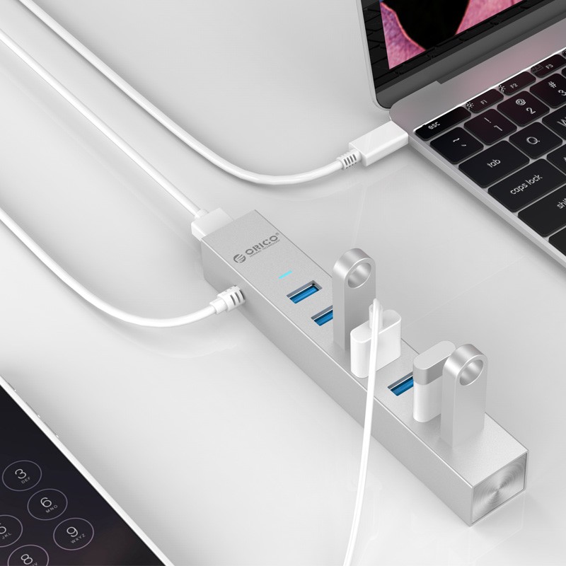 Hub USB 3.0 em Aluminio com Fonte 5V - 7 Portas - ASH7-U3