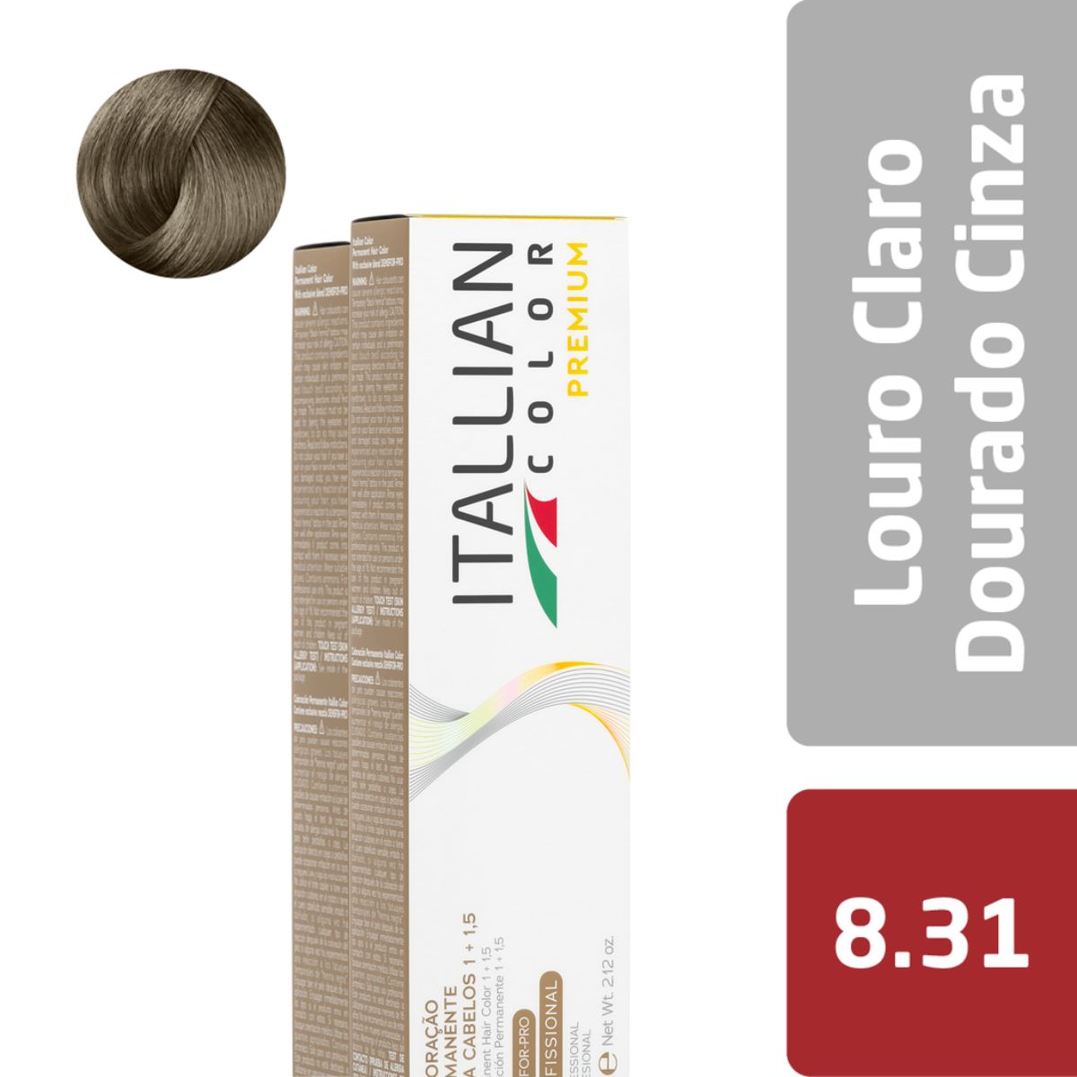 Itallian Color Premium Louro Claro Dourado Cinza 8.31 Coloração Permanente - 60g