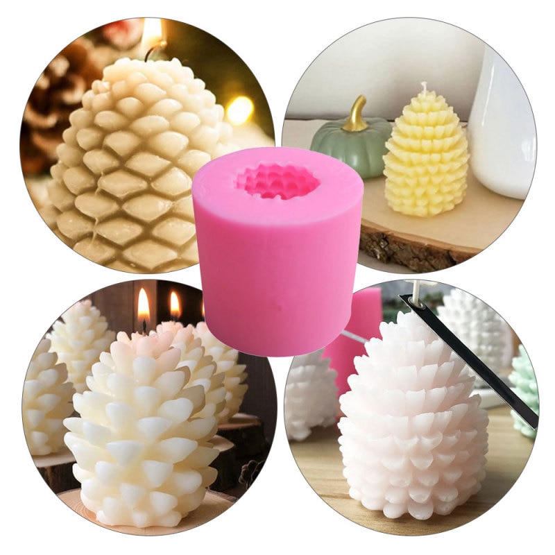 Vela de silicone em cone de pinheiro 3d 2021, molde diy para aromaterapia, cera de abelha, pinecone, molde para fazer velas