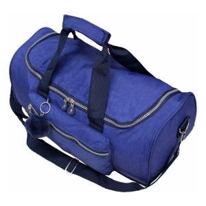 Bolsa de Viagem Pequena com Bolsos e Pompom Azul Cruzeiro