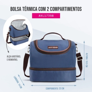 Bolsa Térmica Essencial Com Garrafa Azul 700ml Jacki Design