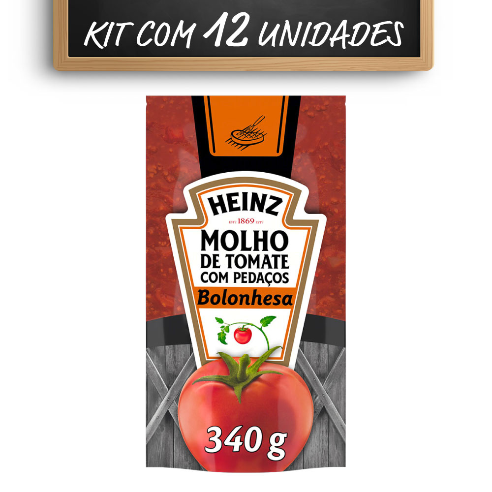 Kit c/ 12 Molho De Tomate Heinz Bolonhesa 340g