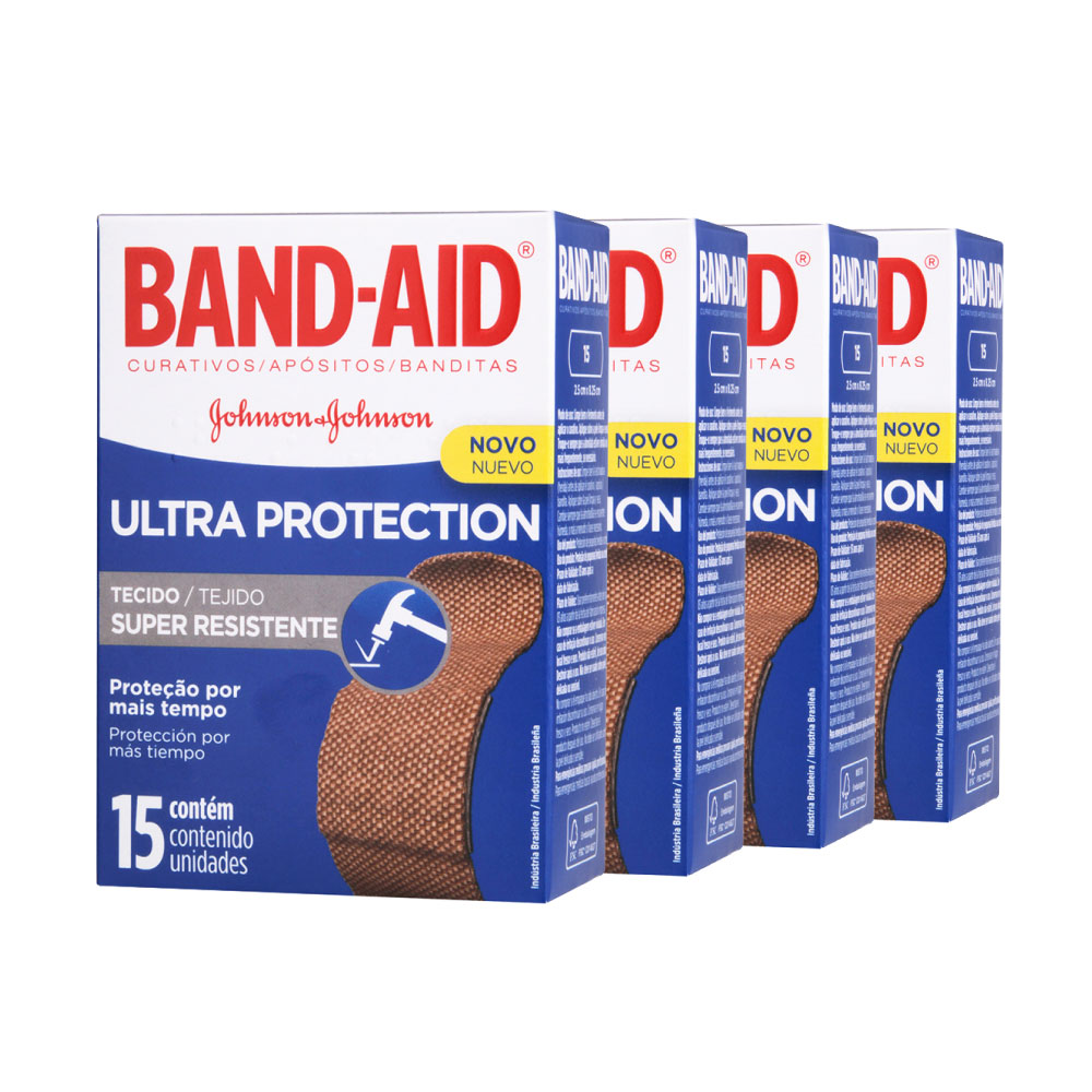 Kit c/ 4 Curativos BAND AID Ultra Protection 15 unidades