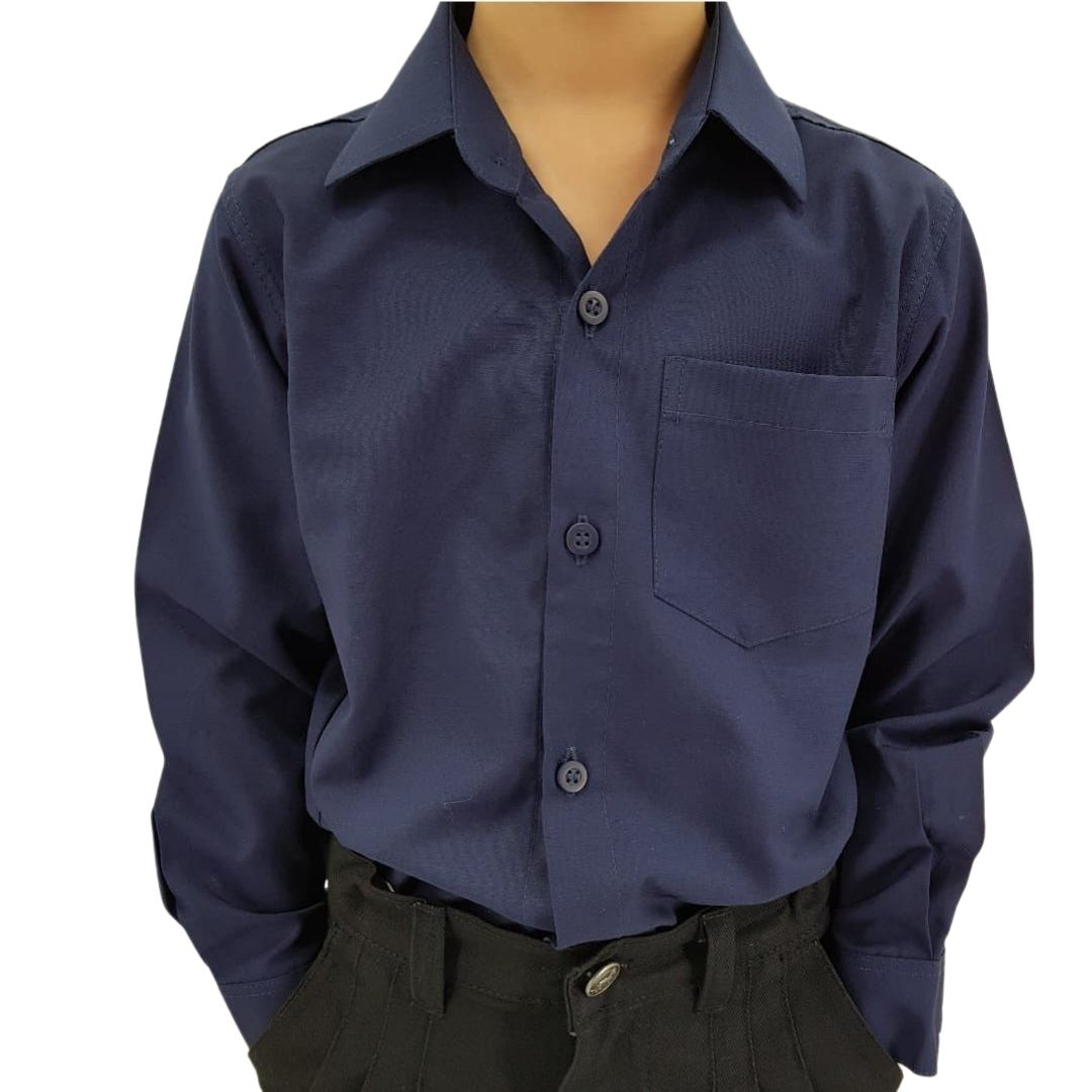 Camisa Infantil Masculina Lisa Azul Marinho