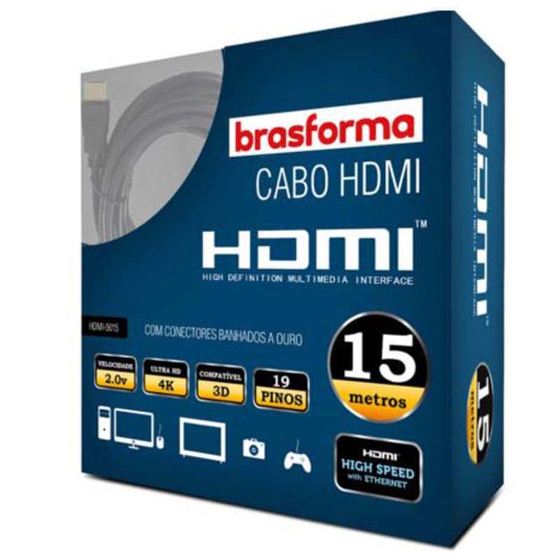 Cabo HDMI 15mt Brasforma  4K 3D 1080P