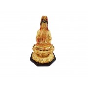 Estátua Buda Kuanyin Dourado Resina 19cm KL