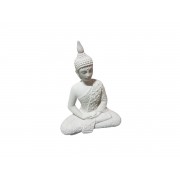 Estátua Buda Tibetano Branco Gesso 25 cm KL