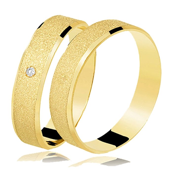 Aliança Casamento de Ouro 18k Diamantada (4.5mm)
