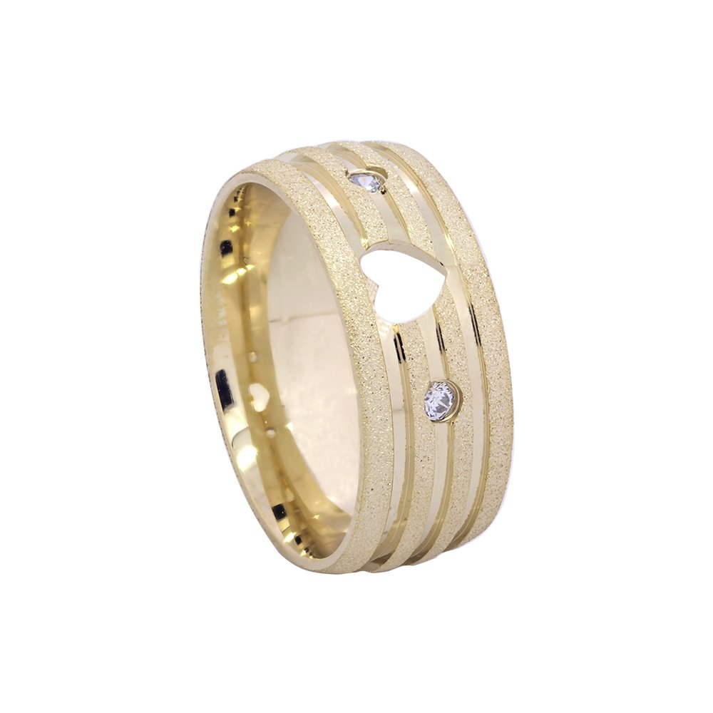 Alianças de Casamento Ouro 18k Diamantada com Frisos Polidos (5.5mm)