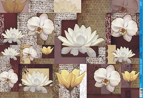 Papel Decoupage - Litoarte - PD 840 - Flores Orquídea