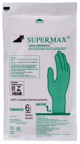 Luva cirúrgica estéril 8 1/2 - envelope c/ 1 par de luvas supermax