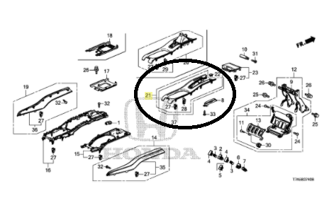 Guarnição Console Central Honda HR-V 2016-2018 Original 83441T7TM01ZA