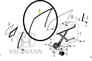 Trilho Deslizamento Porta Dianteira Esquerda Honda CIVIC 2012-2016 Original 72275TR8M01