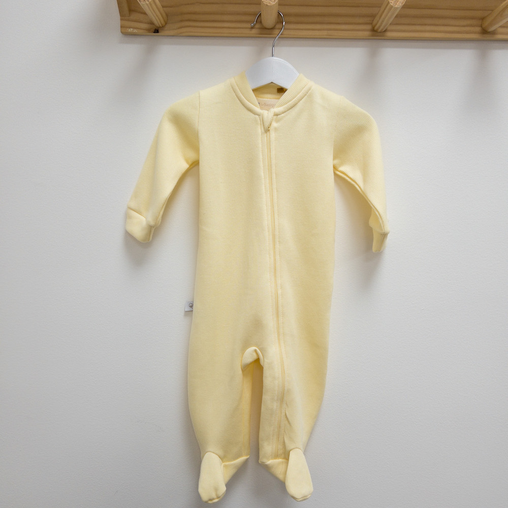 Macacão em algodão tricot amarelo claro (0 a 12 meses)