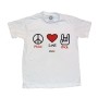 Camiseta Infantil Paz Amor Rock Branca - Foto 1