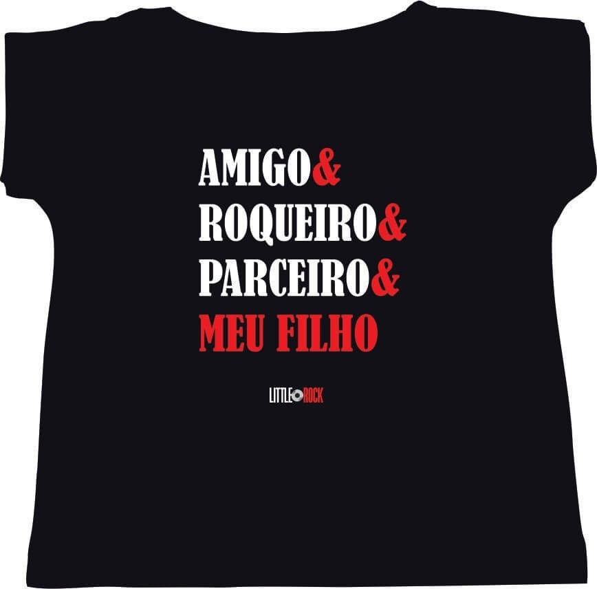 Camiseta ADULTO da Mamãe Amigo Roqueiro Parceiro Meu Filho