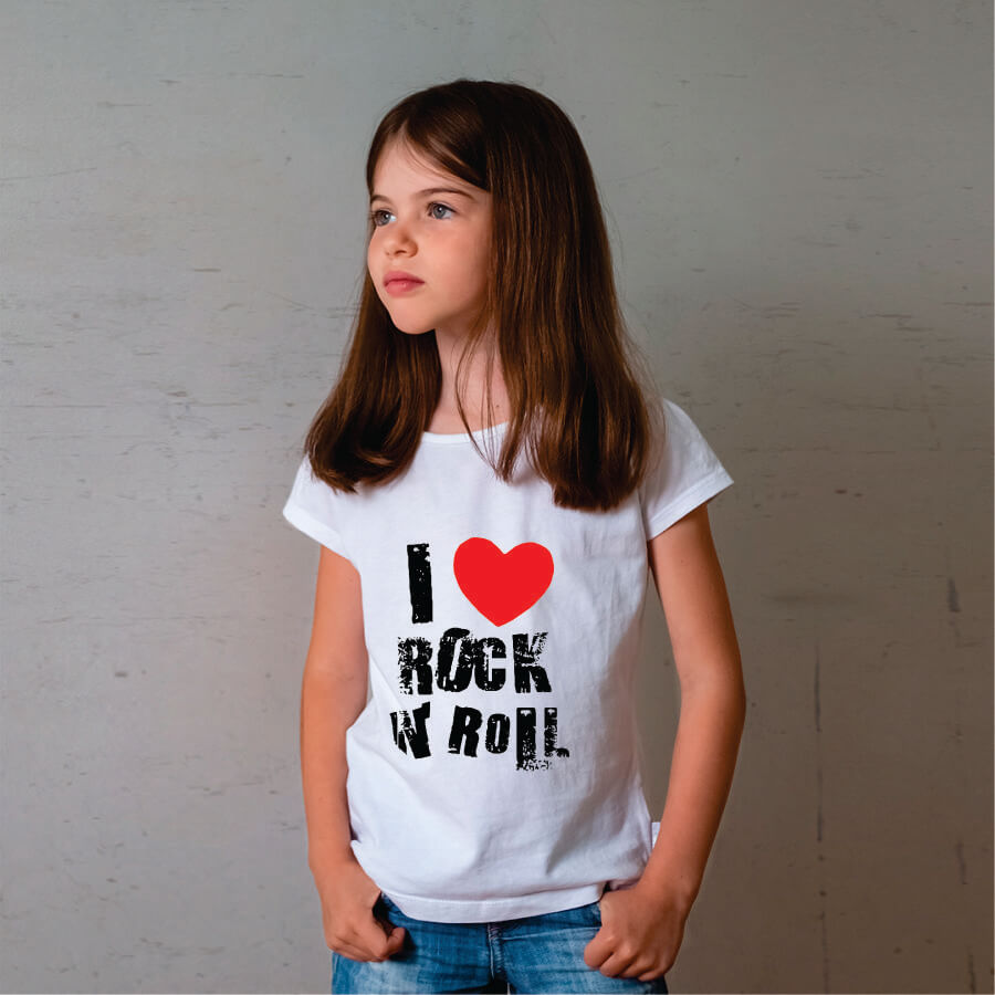 Camiseta Infantil I Love Rock N Roll Branca - Foto 0