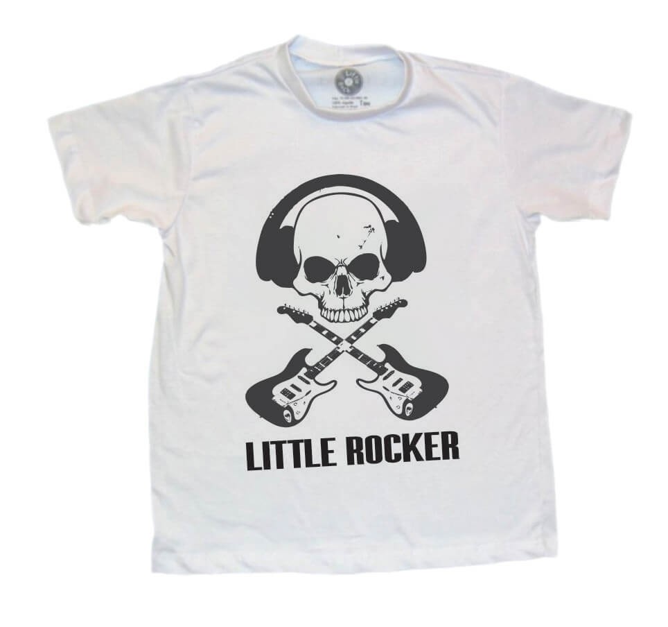 Camiseta INFANTIL Little Rocker Guitarras Caveira - Foto 2