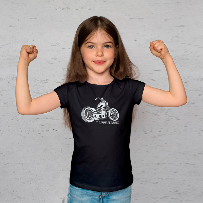 Camiseta Infantil Moto Little Rock Preta - Foto 0