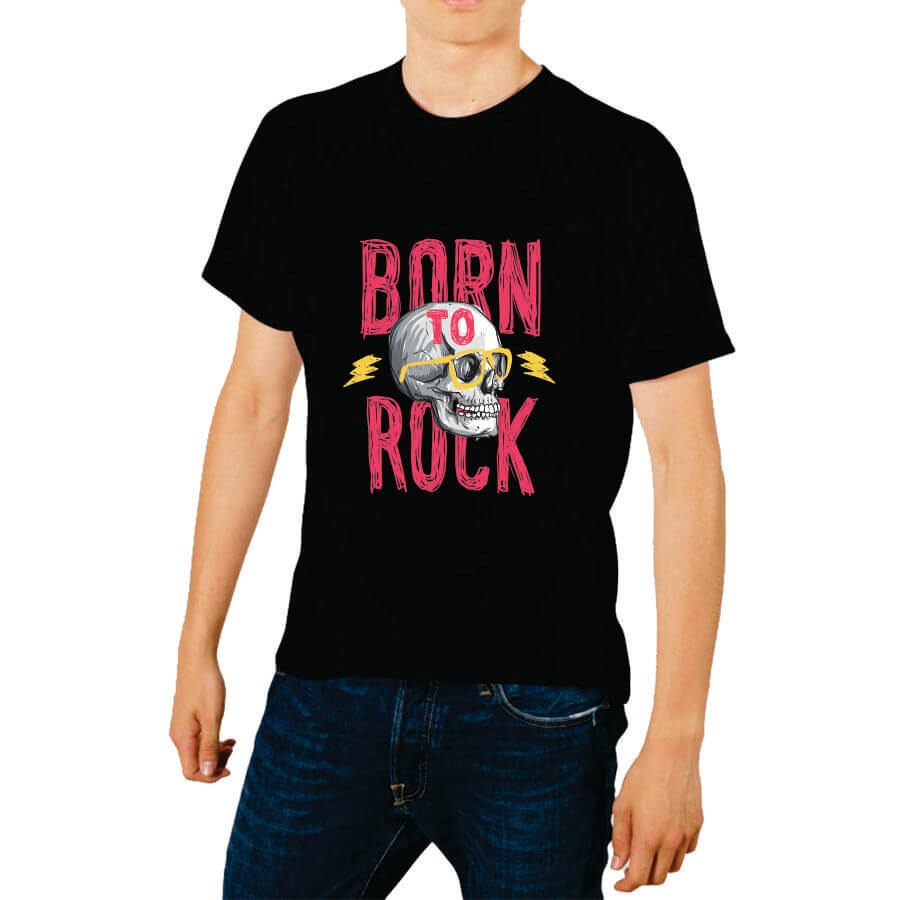 Camiseta Masculina Caveira Adulto Born To Rock - Foto 0