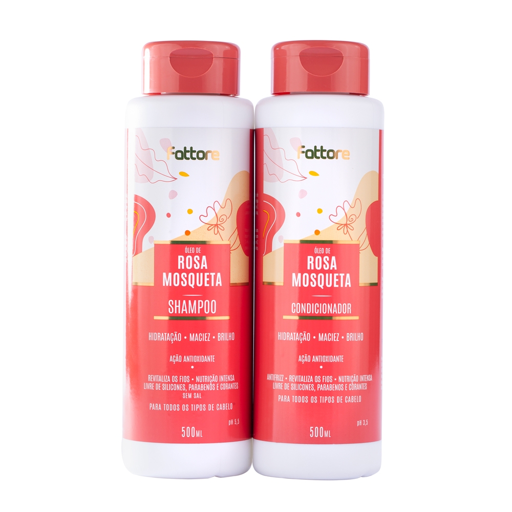 Kit Fattore Shampoo e Condicionador ROSA MOSQUETA 500ML