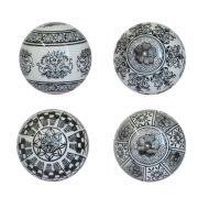 4 Bolas Decorativas de Porcelana Pretas e Brancas 10 Cm