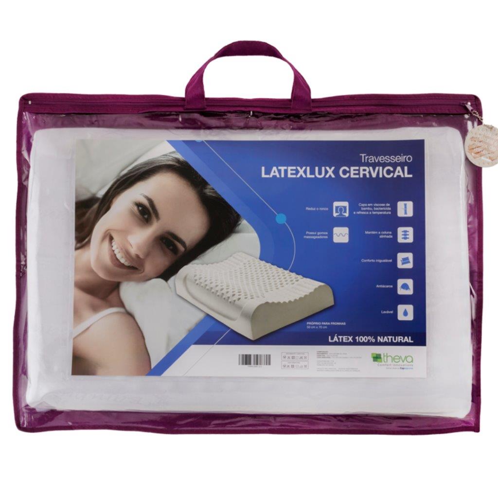 Travesseiro Latexlux Cervical 50X70cm 100% Látex Natural Theva