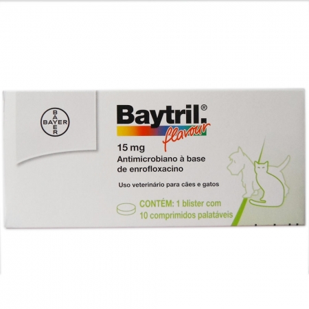 Antibiótico Bayer Baytril Flavour 15mg - 10 comprimidos