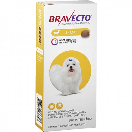 Antipulgas e Carrapatos MSD para Cães de 2 a 4,5 kg - Bravecto