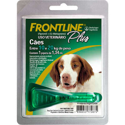 Frontline Plus para Cães de 10 a 20 Kg - Antipulgas e Carrapatos