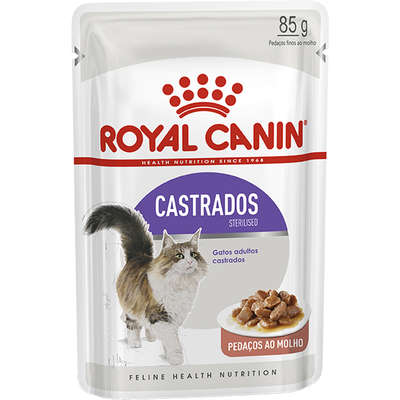 Alimento úmido  Feline Sterilised para Gatos Castrados Pedaços ao molho 85g -Royal Canin