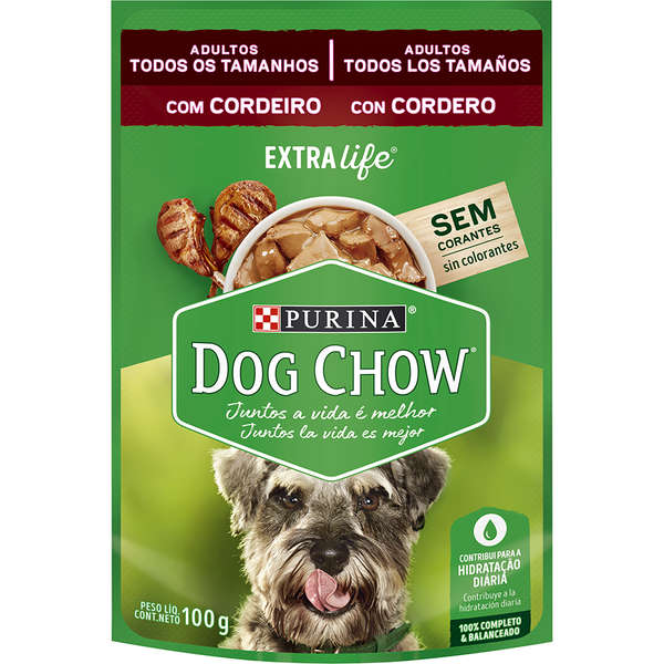 Ração Úmida Nestlé Purina Dog Chow Cordeiro para Cães Adultos de Todos os Tamanhos 100g